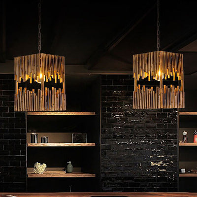 Traditional Vintage Ship Wood Carving Decorative Barrel 1-Light Pendant Light For Dining Room