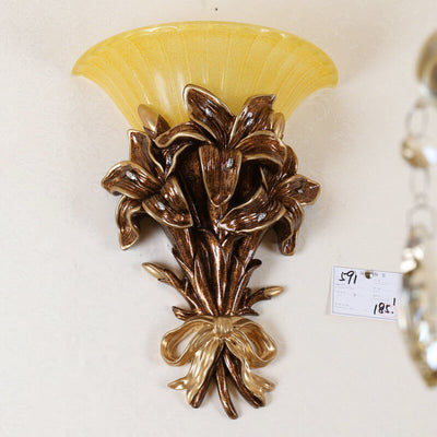 European Minimalist Round Glass Resin Bouquet Lamp Arm 1-Light Wall Sconce Lamp