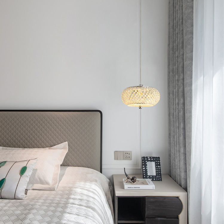 Moderne minimalistische ovale LED-Pendelleuchte aus Eisenkristall für Schlafzimmer 
