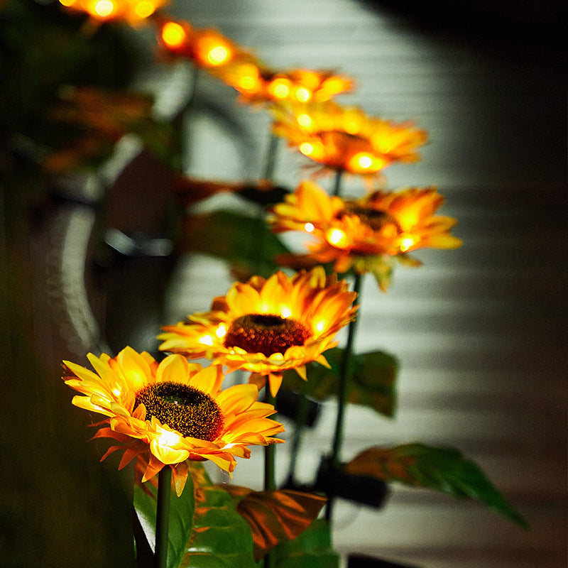Lumière de jardin extérieure pour pelouse avec prise de terre à LED en acier inoxydable ABS sérigraphie tournesol créative contemporaine 