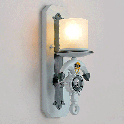 Aplique de pared de ancla de barco de hierro resina nórdica mediterránea de 1/2 luces 