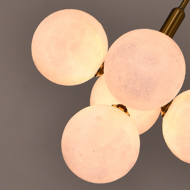 Lámpara de araña contemporánea creativa de luna orbe de hierro PLA 5/13 luces para sala de estar 