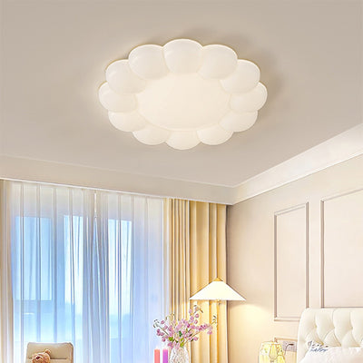 Plafonnier à LED en forme de fleur PE crème nordique contemporaine pour chambre à coucher 