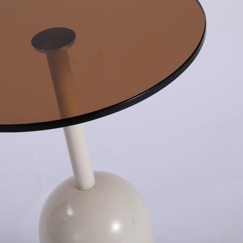 Table basse ronde en métal et verre nordique contemporaine pour salon 