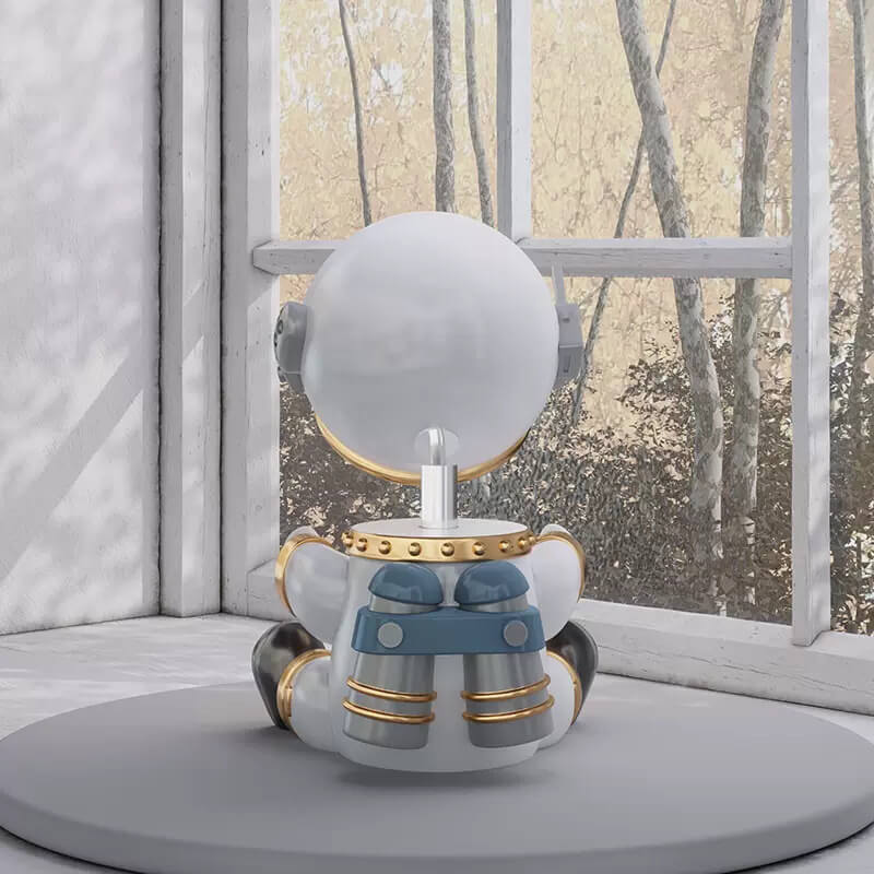 Lámpara de mesa de cera fundida con temporizador de 1 luz de robot de resina creativa de dibujos animados 