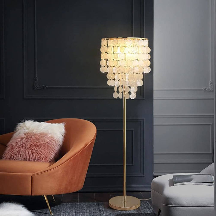 Modern Luxury Iron Seashell Column 3-Light Standing Floor Lamp For Living Room