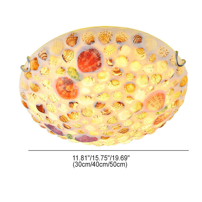 Mediterranean Pastoral Colorful Shell Dome 2/3/4-Light Flush Mount Ceiling Light