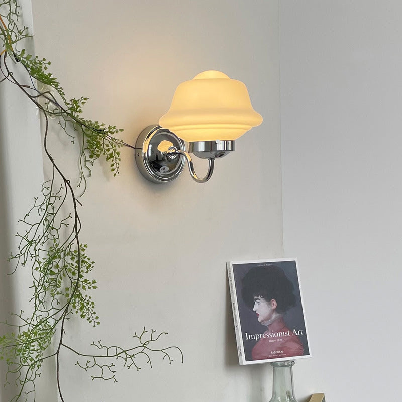 Zeitgenössische Retro Runde Wolken Eisen Glas 1-Licht Wandleuchte Lampe für Schlafzimmer 