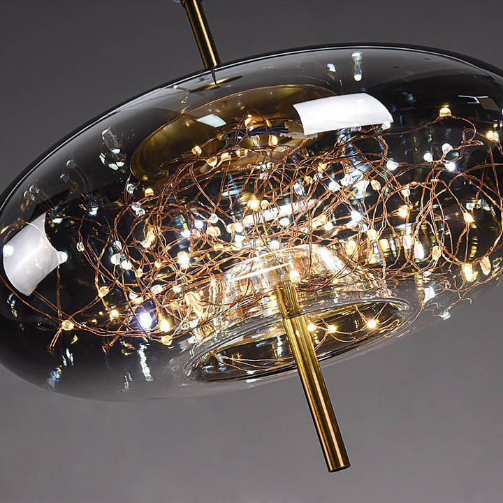 Zeitgenössisches skandinavisches zylindrisches ovales Glas 1-Licht Pendelleuchte für das Schlafzimmer 
