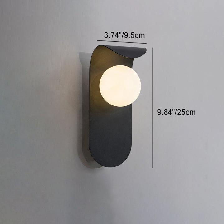 Contemporary Nordic Curved Oval Orb Hardware 1-Light Wall Sconce Lamp For Living Room