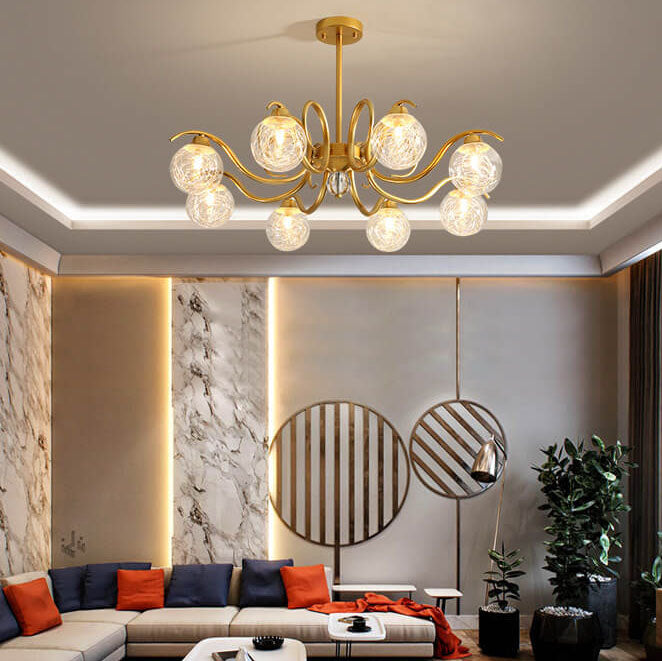 Modern Luxury Magic Bean Glass Gold Branch 6/8/10 Light Chandelier for Living Room