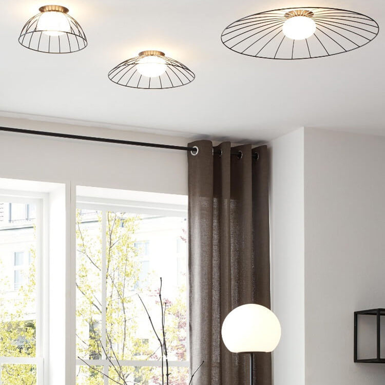 Modern Minimalist Straw Hat Iron 1-Light Wall Sconce Lamp