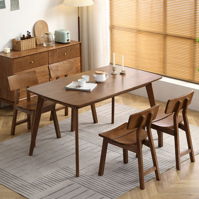 Chaise de salle à manger contemporaine en bois de frêne nordique avec dossier carré rectangulaire pour salle à manger 