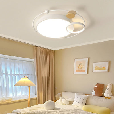 Contemporary Creative Iron Acrylic Round LED Flush Mount Ceiling Light For Bedroom