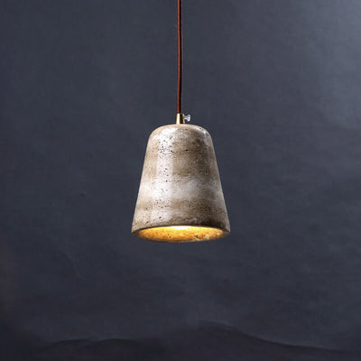 Industrial Creative Round Ball Cone Yellow Travertine 1-Light Pendant Light