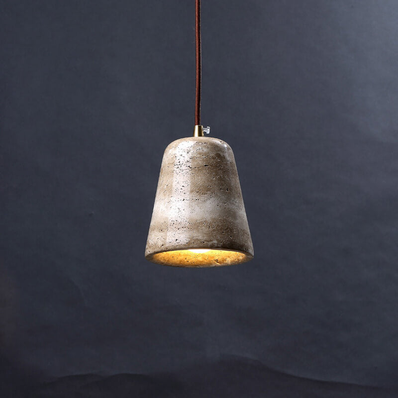 Industrial Creative Round Ball Cone Yellow Travertine 1-Light Pendant Light