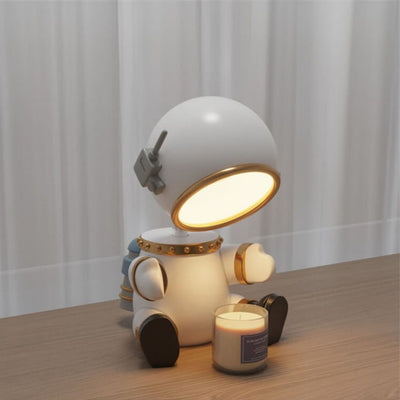 Lámpara de mesa de cera fundida con temporizador de 1 luz de robot de resina creativa de dibujos animados 