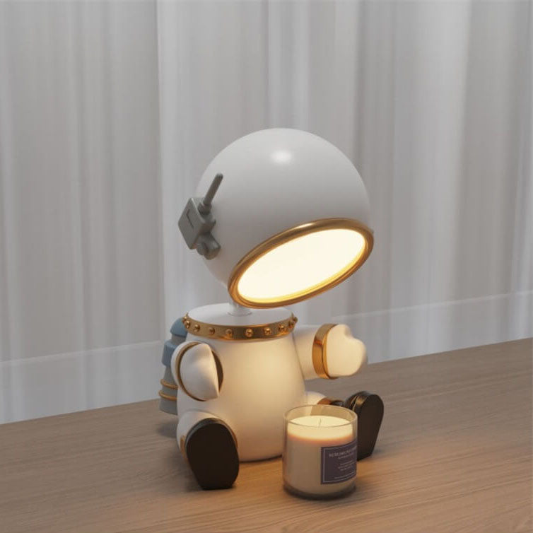 Lámpara de mesa de cera fundida con temporizador de 1 luz de robot de resina creativa de dibujos animados 