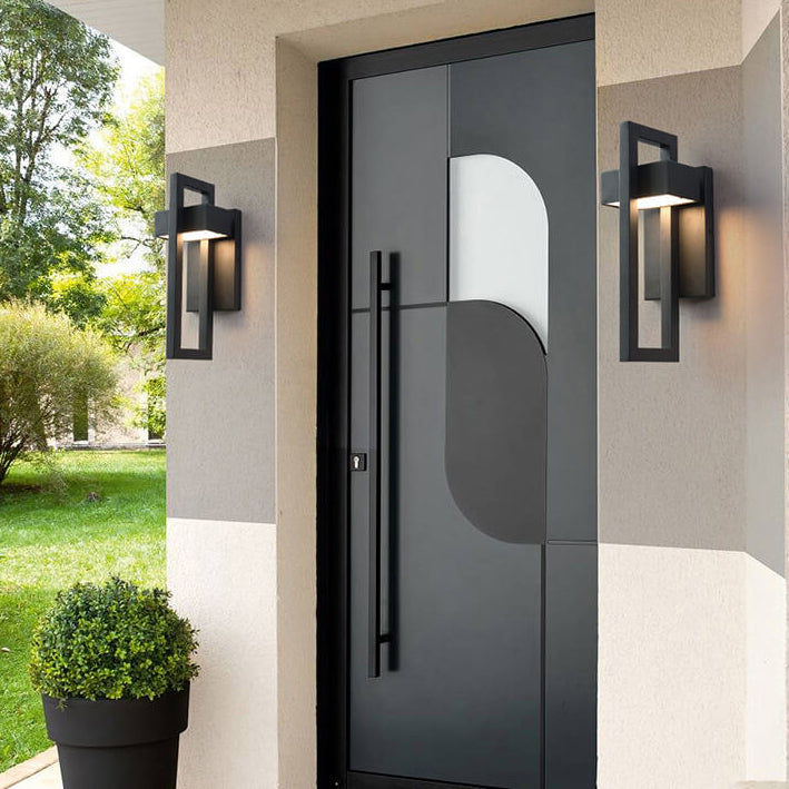 Lámpara de Aplique de Pared Impermeable LED de Acero Inoxidable con Marco Geométrico Minimalista Moderno para Patio Exterior 