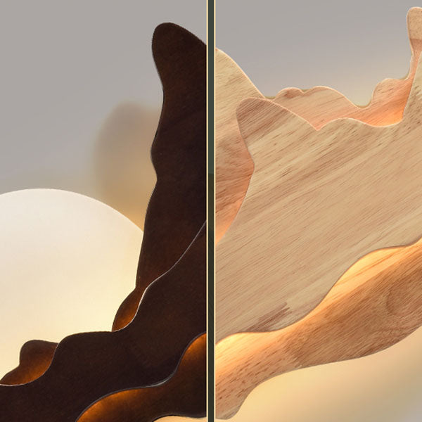 Lámpara de Aplique de Pared LED de Paisaje de Madera China Tradicional para Sala de Estar 