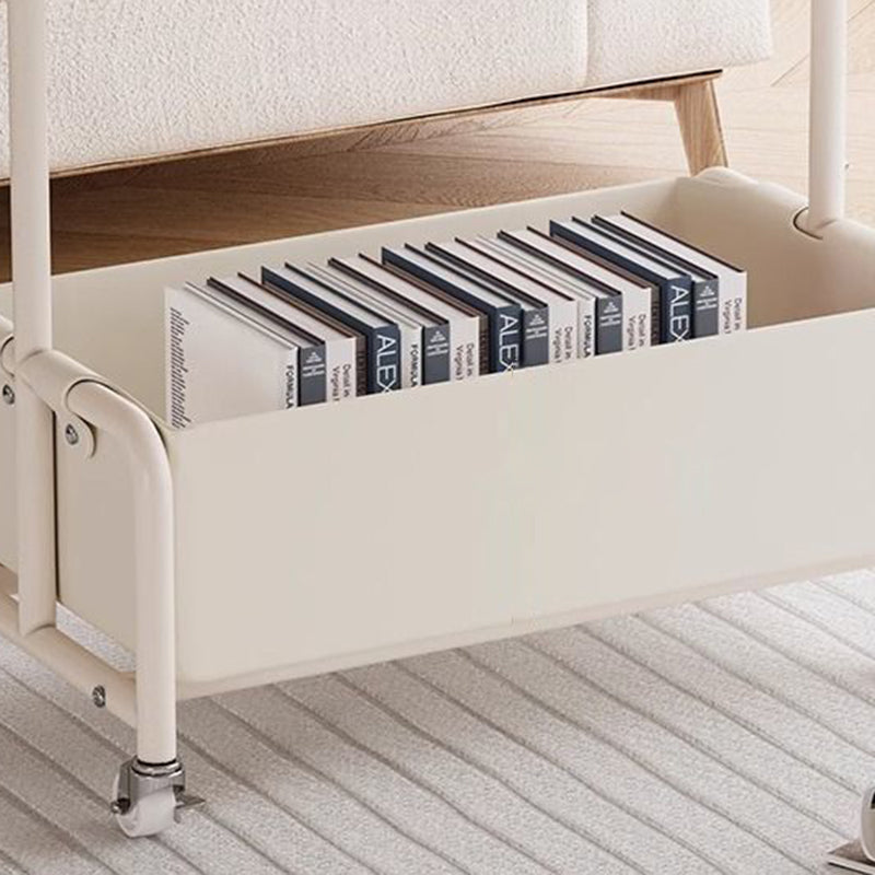 Mesa Auxiliar Movible de Almacenamiento de Cuero Sintético con Bandeja Superior de Simplicidad Moderna de 2 Niveles para Sala de Estar 