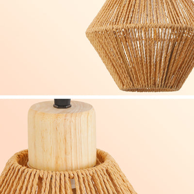 Traditionelle japanische runde Holz-Rattan-Wandleuchte mit 1 Licht für Wohnzimmer 