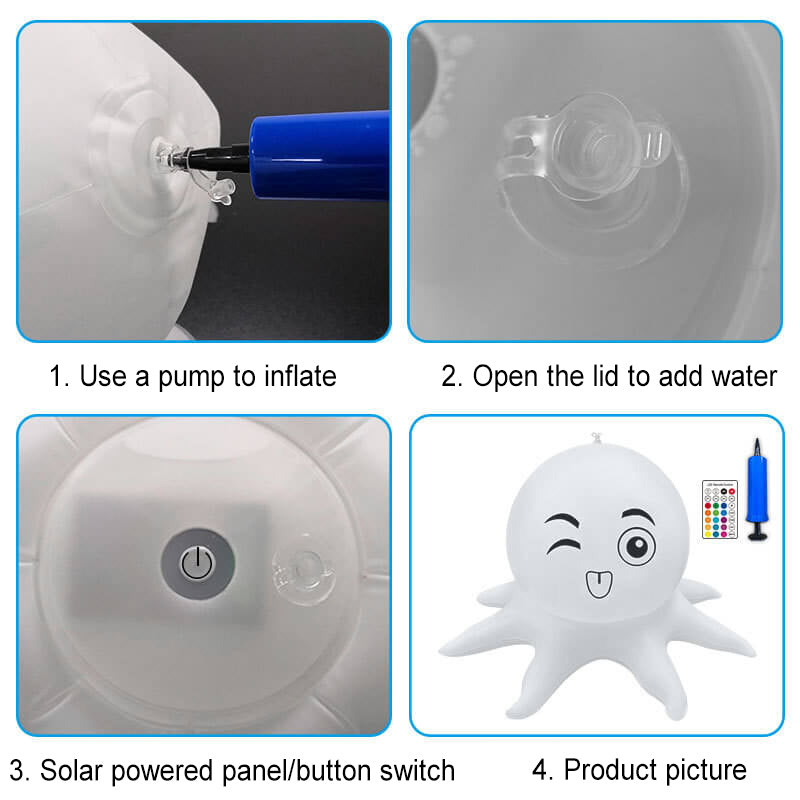 Moderne dekorative Solar-Oktopus Sieben-Farben wasserdichte aufblasbare LED-Außenleuchte 