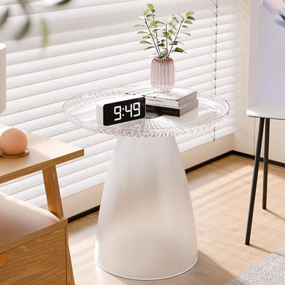 Table d'appoint moderne minimaliste ronde en plastique PET à 1 pied pour salon 