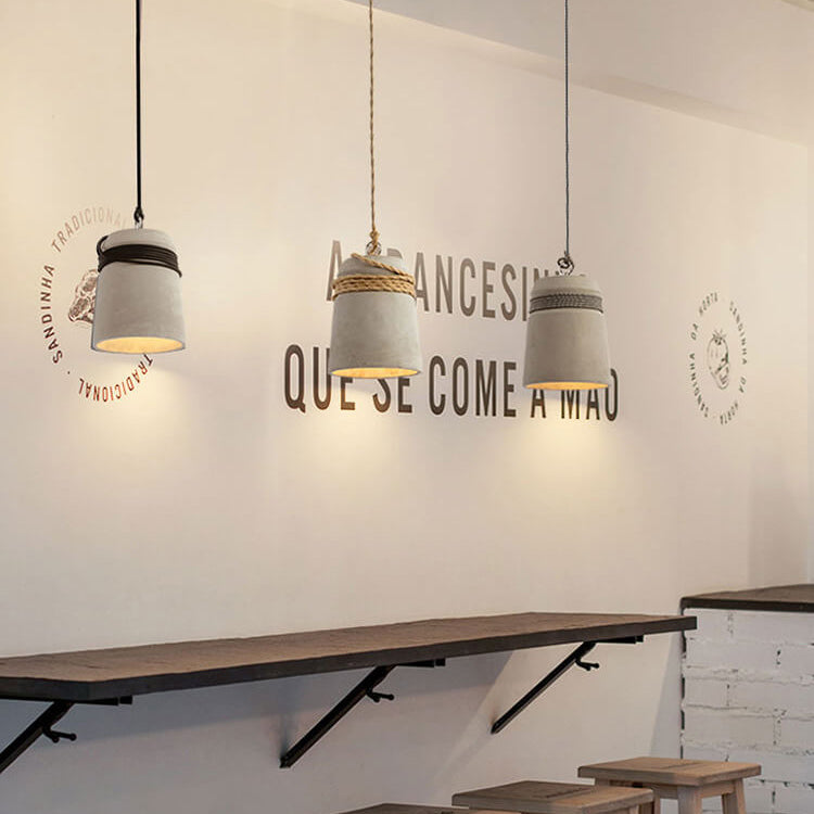 Zeitgenössische industrielle Zylinder-Zement-Pendelleuchte mit 1 Licht für Wohnzimmer 