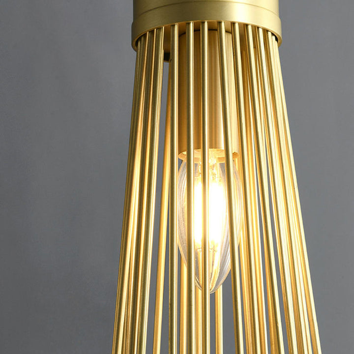 Contemporáneo Creativo Bambú Palo Cilindro Cobre 1/2 Luces Lámpara Colgante Para Dormitorio 