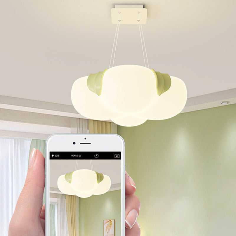 Moderna lámpara de araña LED de hierro PE con forma de flor burbuja Art Deco para dormitorio 