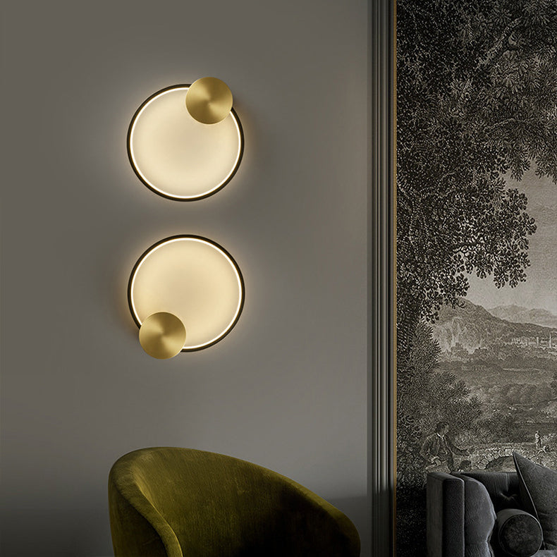 Lámpara de Aplique de Pared LED de Triángulo Cuadrado Círculo de Acrílico Latón Minimalista Moderna Para Sala de Estar 