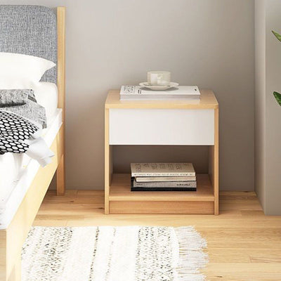 Table de chevet moderne en panneau de densité à dessus carré avec 1 tiroir pour chambre à coucher 