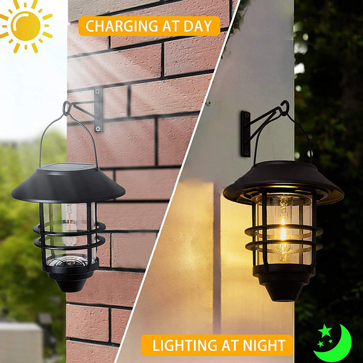 Zeitgenössische Retro Solar wasserdichte Aluminium Glas Laterne Zylinder 1-Licht hängen Wandleuchte Lampe für Terrasse 