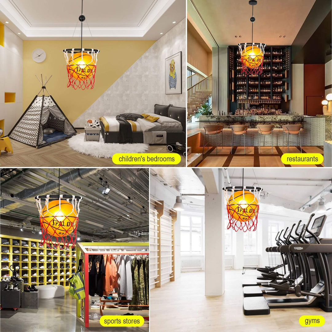 Moderne kreative Basketball Eisen Glas Mesh Seil 1-Licht Pendelleuchte 