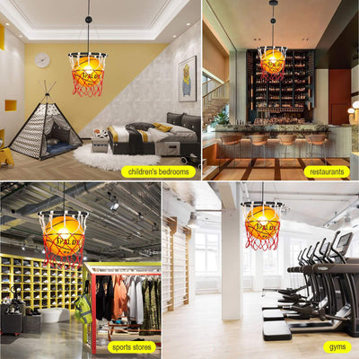 Moderne kreative Basketball Eisen Glas Mesh Seil 1-Licht Pendelleuchte 