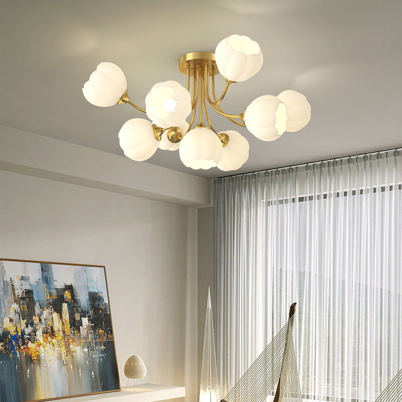 Zeitgenössische Creative Pod Kupferglas 7/9 Licht Halbbündige Deckenleuchte für Wohnzimmer 