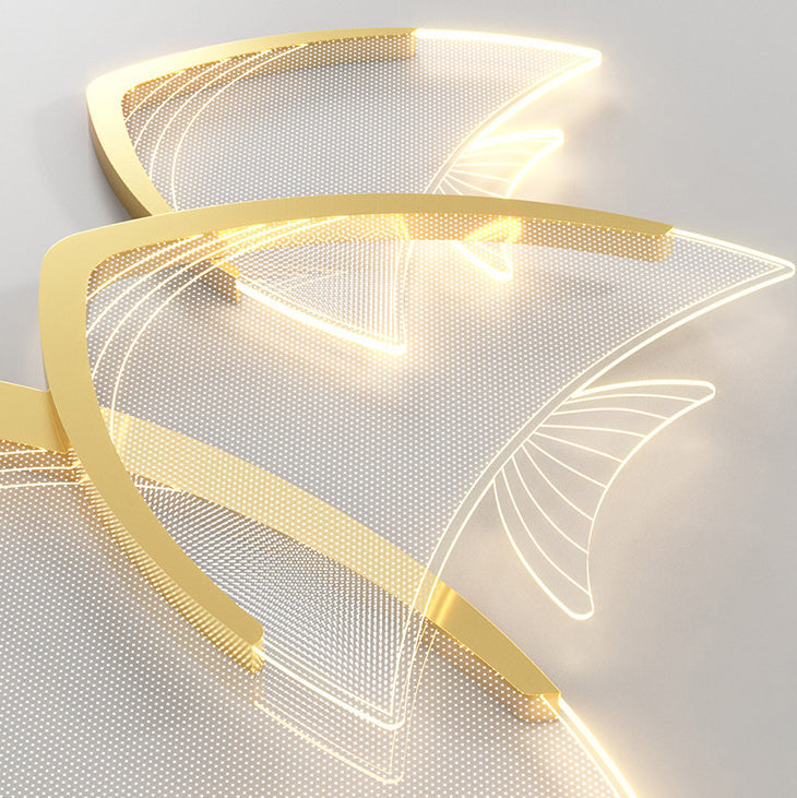 Modern Art Deco Fish Acrylic Aluminum LED Flush Mount Ceiling Light For Bedroom