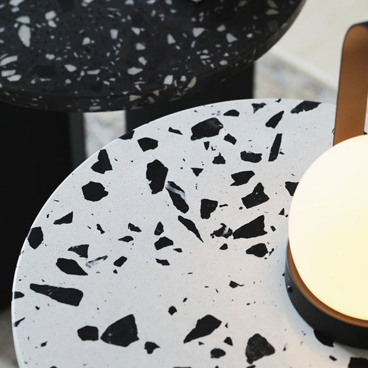 Modern Luxury Round Table Top Terrazzo Iron Carbon Steel Coffee Table 3-Leg For Living Room