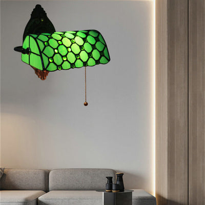 Tiffany Lucite Beads Stained Glass 1-Light Wall Sconce Lamp