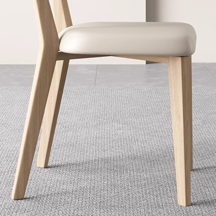 Contemporary Nordic Square PU Leather Ash Wood Frame Dining Chair Backrest For Dining Room