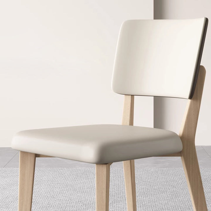 Contemporary Nordic Square PU Leather Ash Wood Frame Dining Chair Backrest For Dining Room