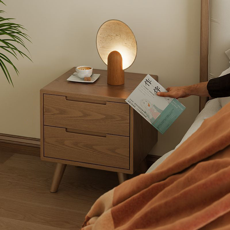 Table de nuit carrée en bois de caoutchouc moderne avec 1/2 tiroir pour chevet 
