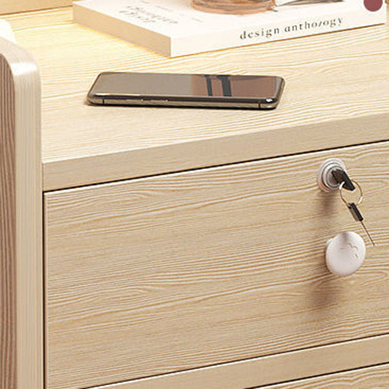 Table de chevet rectangulaire minimaliste moderne en panneau de densité avec 1/2/3 tiroirs pour chambre à coucher 