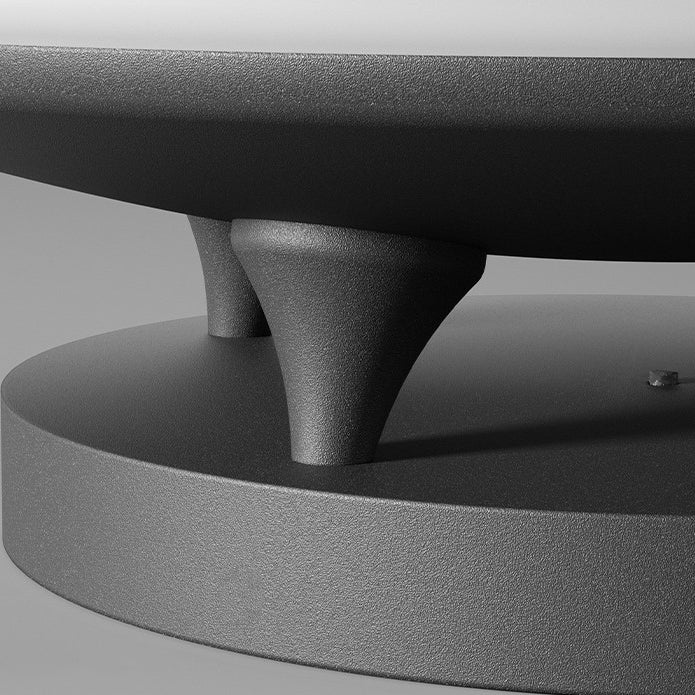 Simplicité moderne solaire étanche en acier inoxydable PE rond vaisseau spatial LED éclairage paysager lumière extérieure pour Patio extérieur 