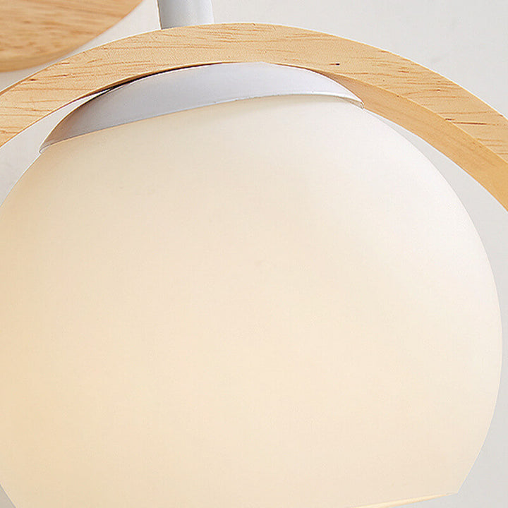 Japanese Harajuku Solid Wood Circle Ring Bird Decor 1-Light Wall Sconce Lamp