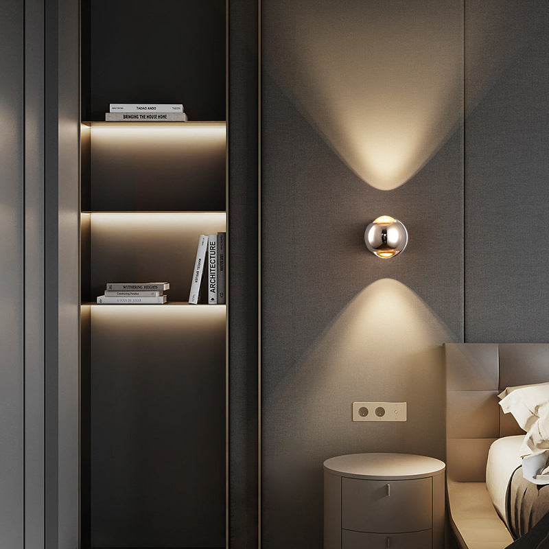 Contemporary Nordic Aluminum Semicircle Up And Down Luminous LED Spotlight Wall Sconce Lamp For Bedroom