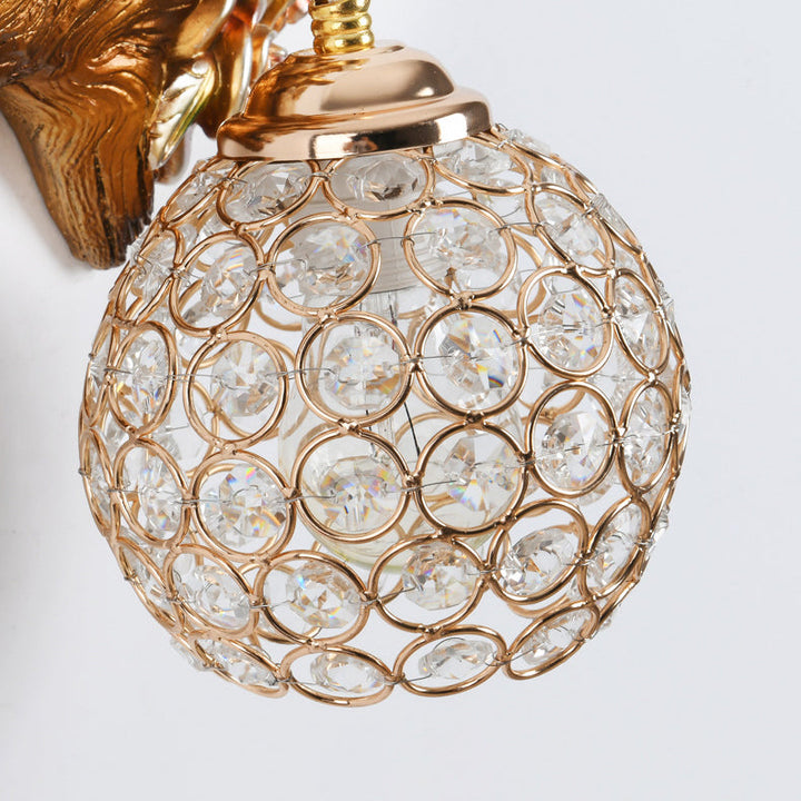Moderne Art Deco Harz Eisen Kristall Paar Schwan Ball 1-Licht Wand Leuchte Lampe Für Wohnzimmer 
