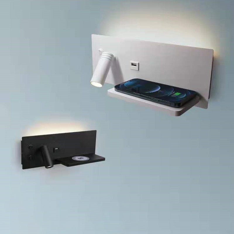 مصباح حائط عصري صناعي مستطيل LED قابل للشحن عبر USB قابل للدوران لغرفة النوم 