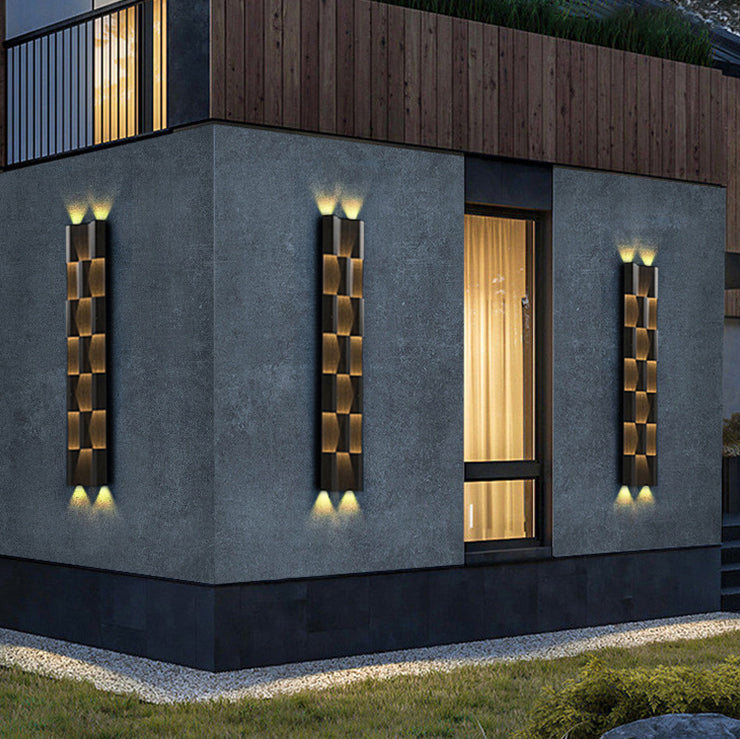 Lámpara de apliqué de pared LED rectangular de acero inoxidable, retro contemporánea e impermeable, para patio exterior 